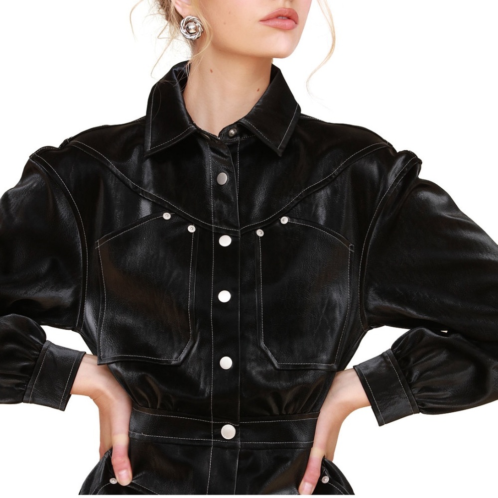 Faux leather carpenter mini dress from Avec Les Filles Western Goth Alternative